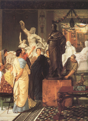 Alma-Tadema, Sir Lawrence A Sculpture Gallery in Rome at the Time of Augustus (mk23)